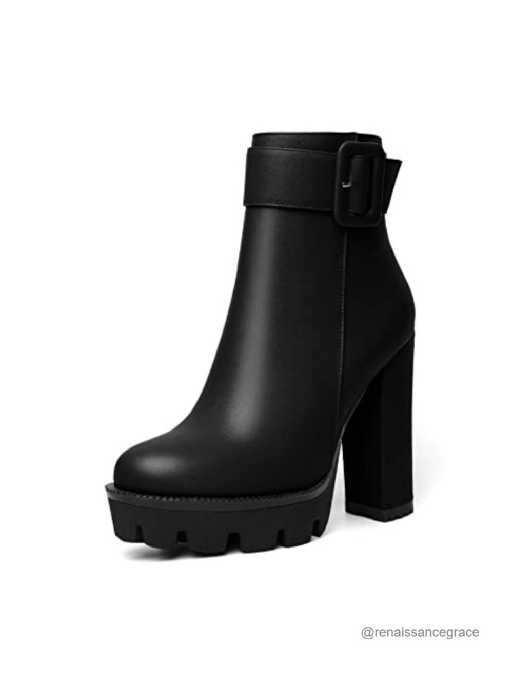 Women's Platform Ankle Boots Chunky Booties Faux Leather